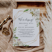 Gold Geometric Peony Floral Elopement Reception