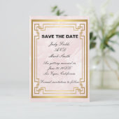 Gold Geometric Pink Marble Wedding Save the Date Bedankkaart (Staand voorkant)