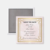 Gold Geometric Pink Marble Wedding Save the Date Magneet (Voorkant / Achterkant)