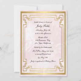 Gold Geometric Pink Marble Wedding Vrijgezellenfee Kaart