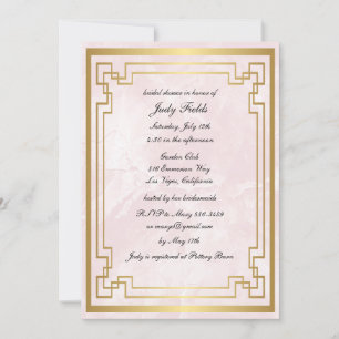 Gold Geometric Pink Marble Wedding Vrijgezellenfee Kaart
