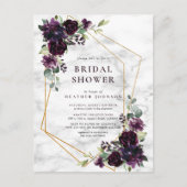 Gold Geometric Plum Paars Floral Vrijgezellenfeest Aankondigingskaart (Voorkant)