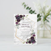 Gold Geometric Plum Paars Floral Vrijgezellenfeest Aankondigingskaart (Staand voorkant)