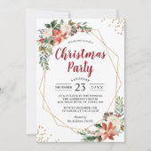 Gold Geometric Poinsettia Floral kerstfeest Kaart (Voorkant)