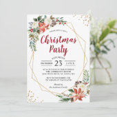 Gold Geometric Poinsettia Floral kerstfeest Kaart (Staand voorkant)