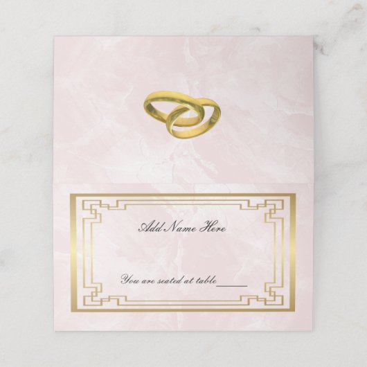Gold Geometric Roze Marble Wedding Table Place Plaatskaartje (Buitenkant ongevouwen)
