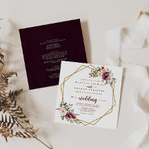Gold Geometric Rustic Floral Front & Back Wedding