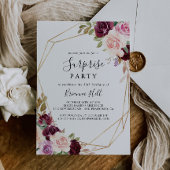 Gold Geometric Rustic Floral Surprise Party Kaart