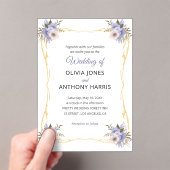 Gold Geometric Rustic Purple Floral Wedding  Acryl Uitnodigingen (Insitu (Draagbaar))