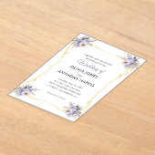 Gold Geometric Rustic Purple Floral Wedding  Acryl Uitnodigingen (Laagn)