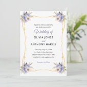 Gold Geometric Rustic Purple Floral Wedding  Kaart (Staand voorkant)