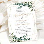 Gold Geometric Rustic Waterverf Greenery Wedding Kaart<br><div class="desc">Dit elegante Rustic Greenery Gold collectie is uitgerust met gemengde waterverf greenery botanicals,  een modern calligrafiekscript dat is gekoppeld aan een klassiek serif lettertype in zwart en een aangepast monogram op de achterzijde. Overeenkomende objecten beschikbaar.</div>