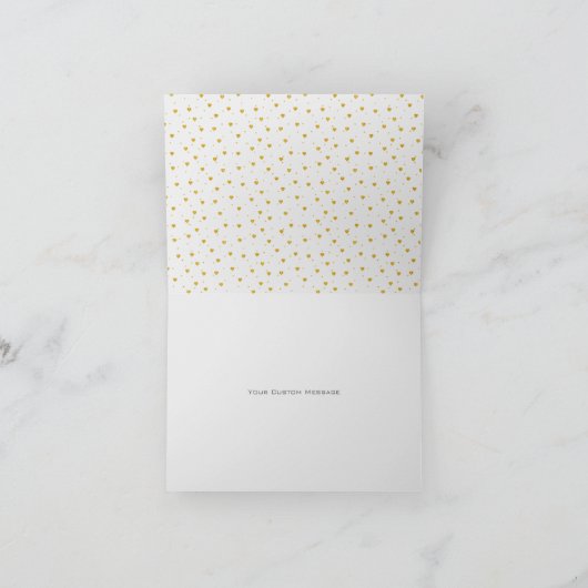 Gold Geometric Shapes & Hearts Pattern Bedankkaart (Binnen)