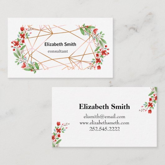 Gold Geometric Simple Eucalyptus Greenery Visitekaartje (Voorkant / Achterkant)