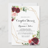 Gold Geometric Spring Calligraphy Couples Shower Kaart (Voorkant)