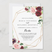 Gold Geometric Spring Floral Spain Wedding Kaart (Voorkant)