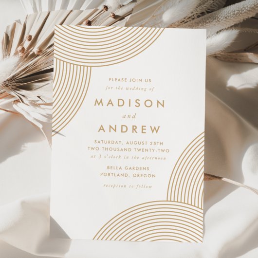 Gold Geometric Swirl Wedding Kaart