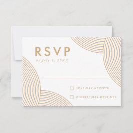 Gold Geometric Swirl Wedding RSVP Kaartje