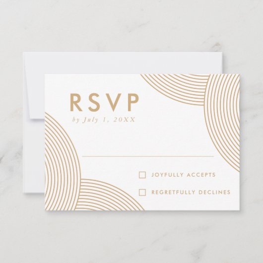 Gold Geometric Swirl Wedding RSVP Kaartje (Voorkant)