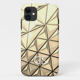 Gold Geometric Triangles, DIY White Monogram Case-Mate iPhone Case