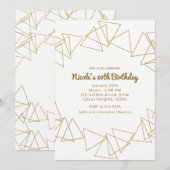 Gold Geometric Triangles Moderne Birthday Party Kaart (Voorkant / Achterkant)