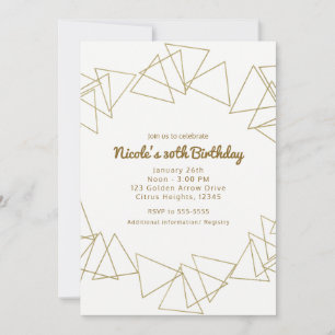 Gold Geometric Triangles Moderne Birthday Party Kaart