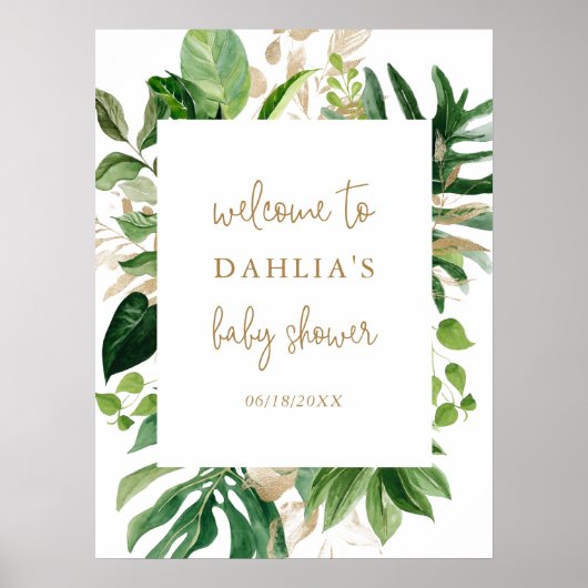 Gold Geometric Tropical Baby shower Welcome Poster (Voorkant)