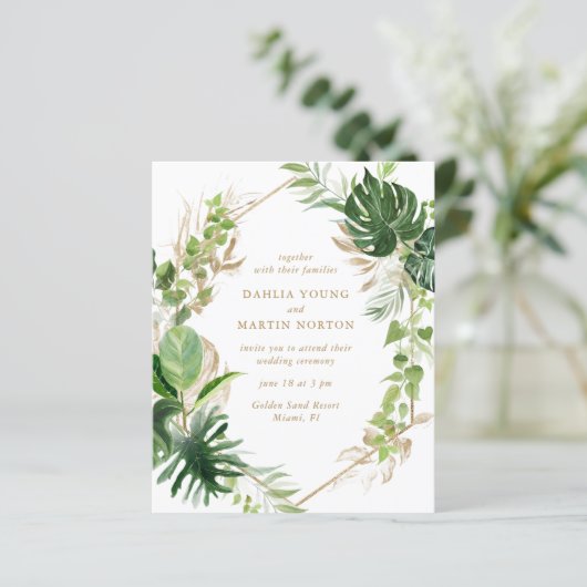 Gold Geometric Tropical Budget Weduwen (Staand voorkant)