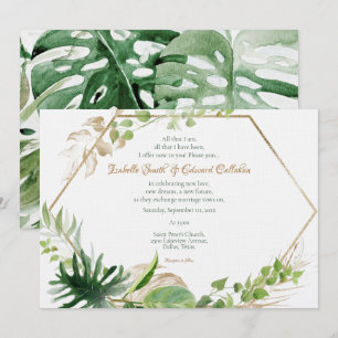 Gold Geometric Tropical Green Palm Leaves Weduwen Kaart