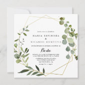 Gold Geometric Tropical Green Spanish Wedding Kaart (Voorkant)