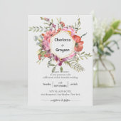 Gold Geometric | Violet Floral Bouquet Wedding Kaart (Staand voorkant)