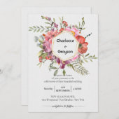 Gold Geometric | Violet Floral Bouquet Wedding Kaart (Voorkant / Achterkant)