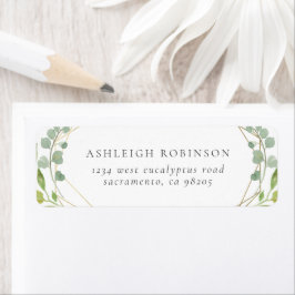 Gold Geometric & Waterverf Eucalyptus Greenery Etiket