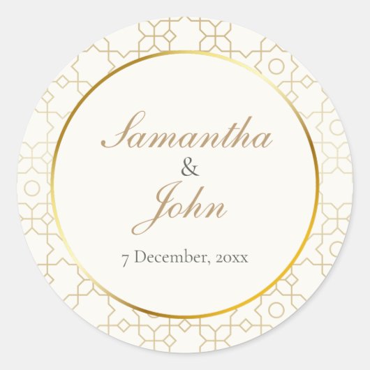 Gold Geometric Wedding Envelope Seal Sticker (Voorkant)
