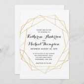 Gold Geometric Wedding Uitnodiging (Voorkant / Achterkant)