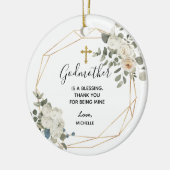 Gold Geometric White Floral Godmoeder keepomwille Keramisch Ornament (Links)