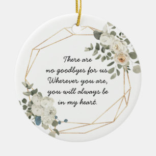 Gold Geometric White Floral Memorial Poem Keramisch Ornament