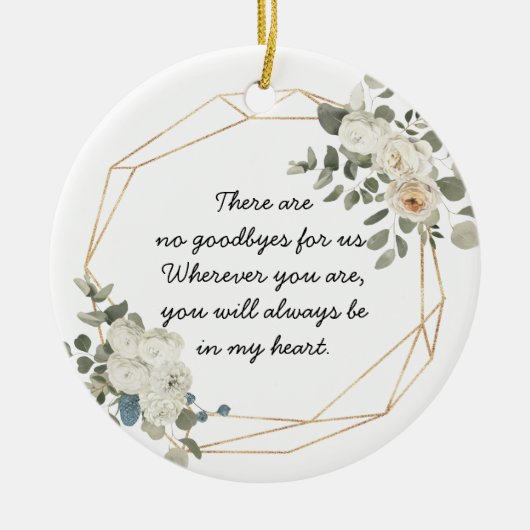 Gold Geometric White Floral Memorial Poem Keramisch Ornament (Voorkant)