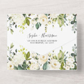 Gold Geometric White Hydrangea Floral Wedding All In One Uitnodiging (Achterkant)