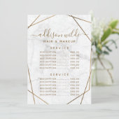 Gold Geometric White Marble Abstract Price List Menu (Staand voorkant)