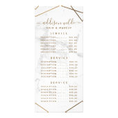 Gold Geometric White Marble Abstract Price List Reclamekaart (Voorkant)