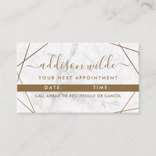 Gold Geometric White Marble Abstract Simple Modern Afsprakenkaartje (Voorkant)