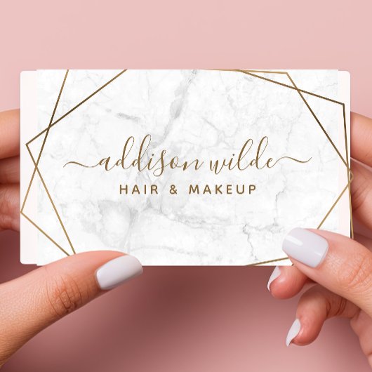 Gold Geometric White Marble Abstract Simple Modern Visitekaartje