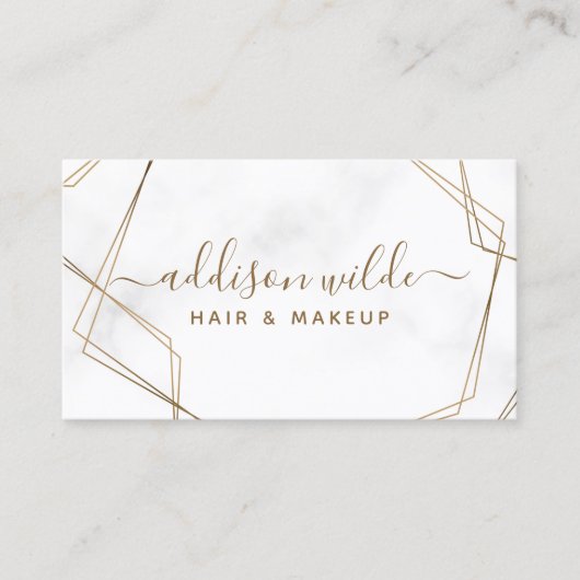 Gold Geometric White Marble Abstract Simple Modern Visitekaartje (Voorkant)