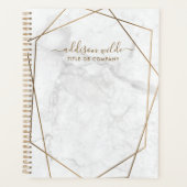 Gold Geometric White Marble Abstracte Business Planner (Voorkant)