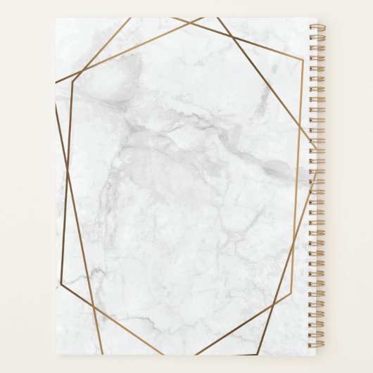 Gold Geometric White Marble Abstracte Business Planner (Achterkant)