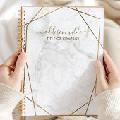 Gold Geometric White Marble Abstracte Business Planner