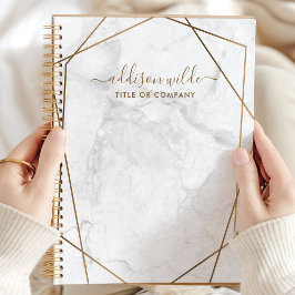 Gold Geometric White Marble Abstracte Business Planner