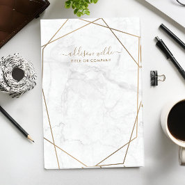 Gold Geometric White Marble Abstracte Business Post-it® Notes