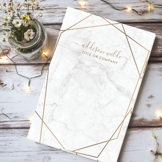 Gold Geometric White Marble Abstracte Business Post-it® Notes